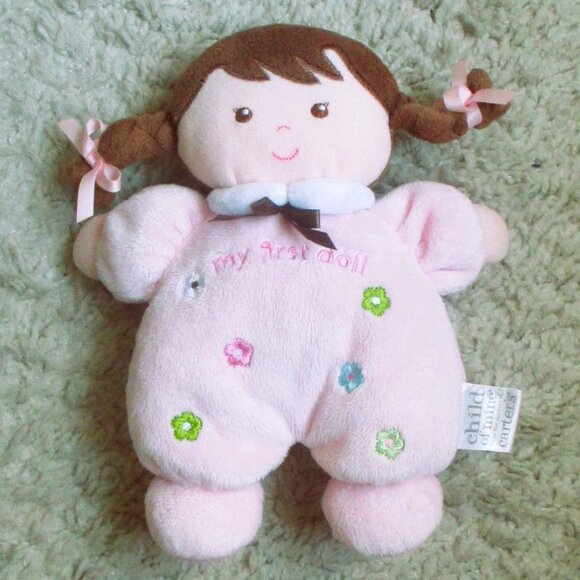Child Of Mine By Carters My First Doll Plush Pink Embroidered Flowers 11" - Picture 1 of 4